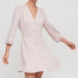 Aritzia Babaton Day Camille Blouson Button Front Dress Pink Medium NWT